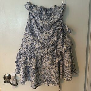 Floral Blue and White Dress